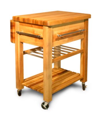 Catskill Craftsmen Kitchen Cart Baby Grand Work Center - Drop Leaf and Wine Rack
