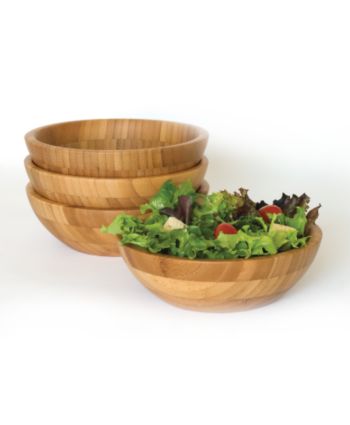 Lipper International Set of 4 Small Bamboo Salad Bowls