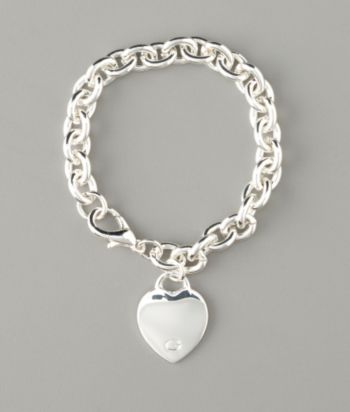 Guess Silvertone Heart Charm Chain Bracelet