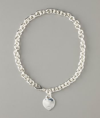 GUESS Heart Charm Chain Necklace - Silvertone