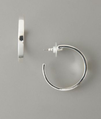 GUESS Medium Thick Hoop Earrings - Silvertone