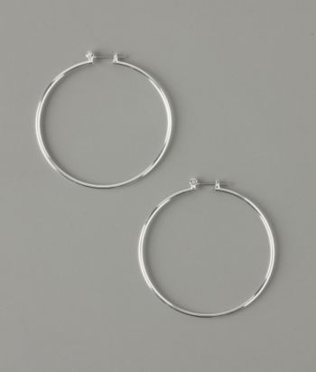 GUESS Large Thin Hoop Earrings - Silver