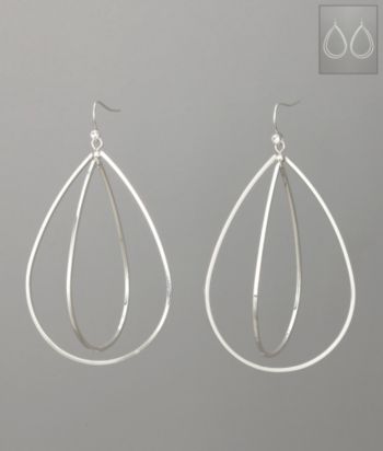 GUESS Drop Within Drop Fishhook Earrings - Silvertone