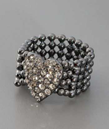 GUESS Crystal Stretch Heart Ring
