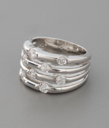 GUESS 4-Row Silvertone Ring