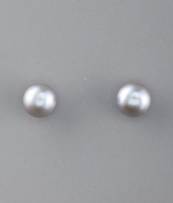 Sterling Silver Jumbo Grey Freshwater Pearl Stud Earrings