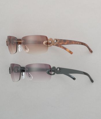 Blink Oval Rimless Sunglasses Heart Hinge Plastic Temples