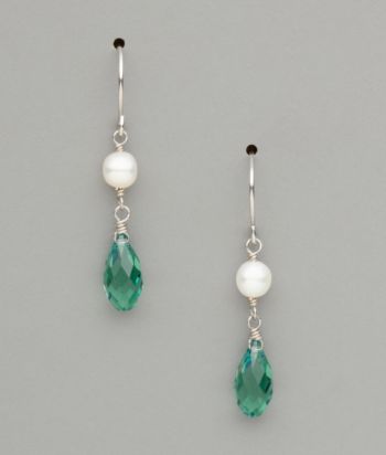 Sterling Silver Freshwater Pearl and Swarovski® Crystal Teardrop Earrings - Erinite