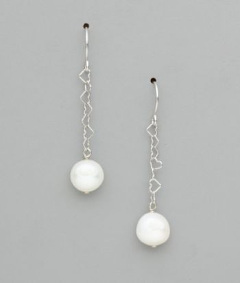 Sterling Silver Freshwater Pearl Potato Earrings - White