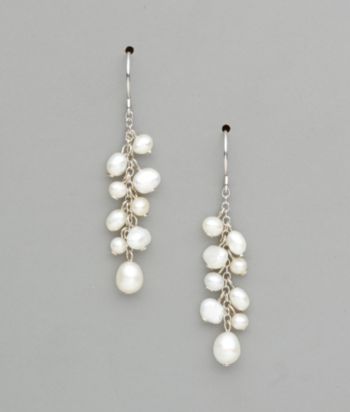 Sterling Silver Freshwater Pearl Dangle Earrings - White