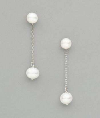 Sterling Silver Freshwater Pearl Interchangable Drop Earrings - White