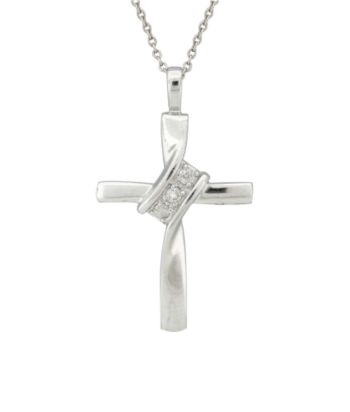 .10 ct. t.w. Diamond Sterling Silver 3 Stone Cross Pendant