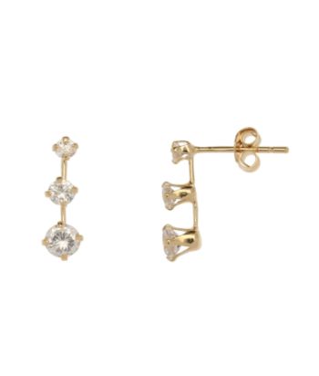Gold Plate over Sterling Silver Cubic Zirconia Stick Drop Earring