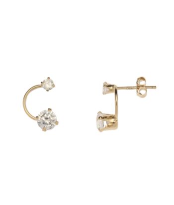 Gold Plate over Sterling Silver Curve Shape with Two Cubic Zirconium