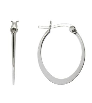 Sterling Silver Flat Oval Hoop