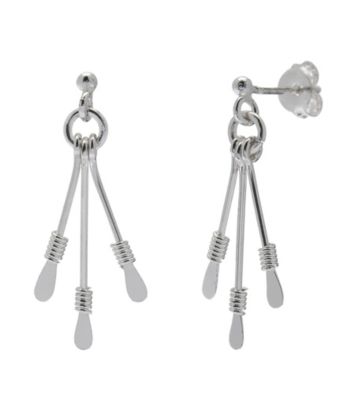 Sterling Silver 3 Paddle Wire Drop Earring