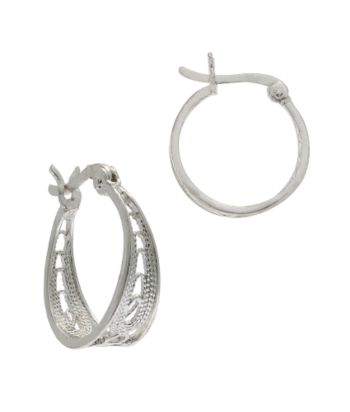 Sterling Silver Round Filigree Hoop