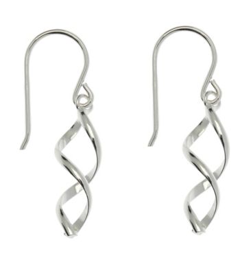 Sterling Silver Spiral Corkscrew Shape Drop Earring