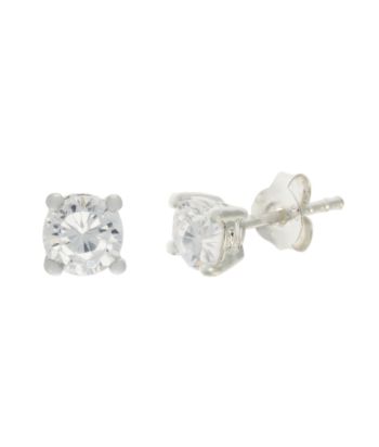 Sterling Silver 5MM Round Cubic Zirconium Stud Basket Set