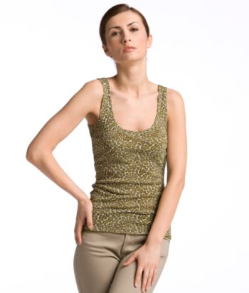 Liz Claiborne New York Cheetah-print Mesh Scoopneck Tank
