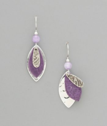 Silver Forest® Purple Leaf & Silvertone Earrings