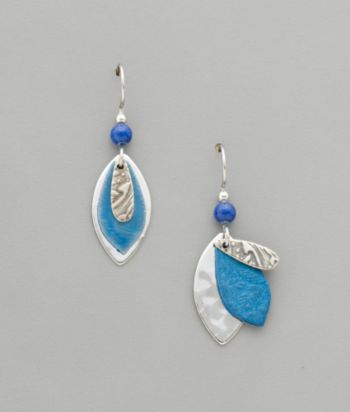 Silver Forest® Blue Leaf and Silvertone Earrings