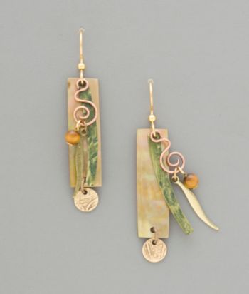 Silver Forest® Retangle Natural Shell & Dangle Earrings