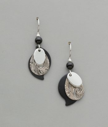 Silver Forest® Black & Silvertone Paisley Earrings