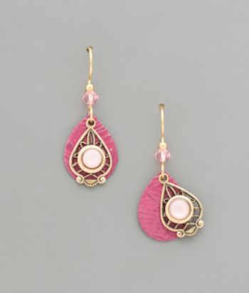 Silver Forest® Pink Mussel & Lace Earrings