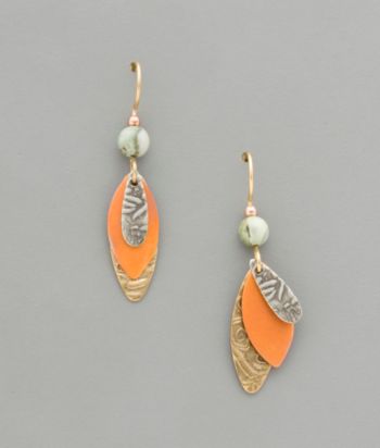Silver Forest Multi Tone Metal & Orange Slender Drop Earrings