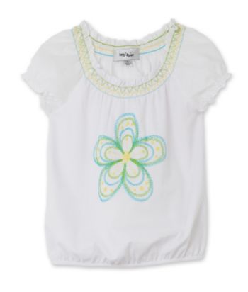 Amy Byer Girls' 4-6X Flower Peasant Top - White