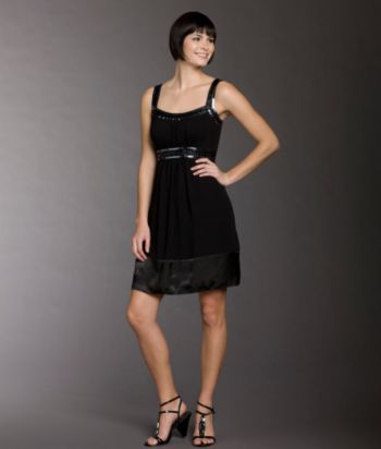 S.L. Fashions Petites' Sequin Trim Ruched Dress - Black