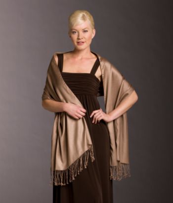 Basha Solid Sateen Pashmina Wrap - Mocha
