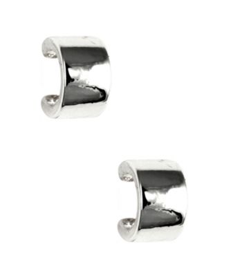 Nine West® Small Silvertone Wide C Hoop Earrings