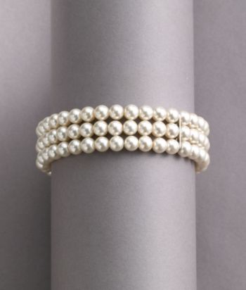 Studio Works® White Pearl Three Row Stretch Bracelet
