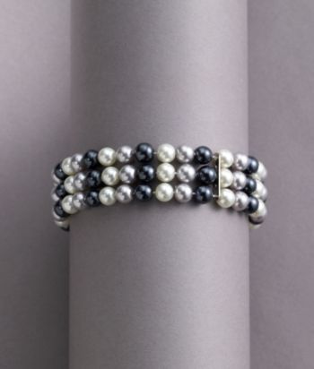 Studio Works® Tonal Grey Pearl Three Row Stretch Bracelet