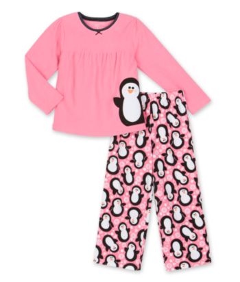 Carter's® Girls' 4-14 2-Piece Penguin Sleep Set - Pink/Black/White