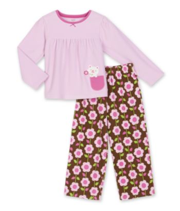 Carter's® Girls' 4-14 2-Piece Cat/Flower Sleep Set - Purple/Brown