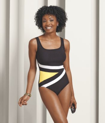 Longitude® Triangle Tank Swimsuit - Yellow/Black