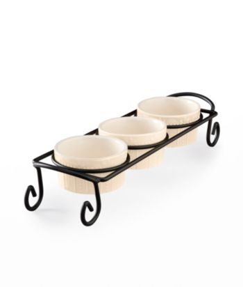Sorrento Set of 3 Ivory Ramekins with Caddy