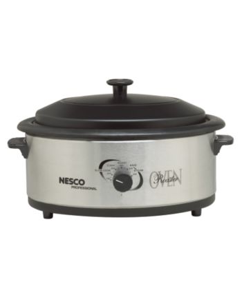 Nesco Professional 6-Quart Stainless Steel Roaster Oven with Porcelain Cookwell
