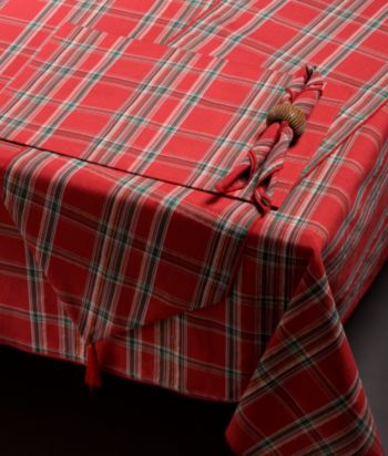 Metallic Plaid Table Linens by LivingQuarters