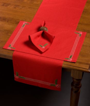 Holly Cheer Table Linens by LivingQuarters