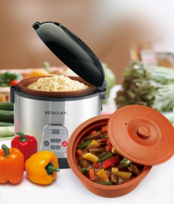 VitaClay® 8-Cup 2-in-1 Rice N' Slow Cooker-Round