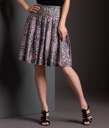 Victor Victor Alfaro Pleated Tile-print Skirt - Ice Gray