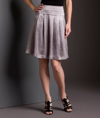 Victor Victor Alfaro Hammered Satin Pleated Skirt - Ice Gray