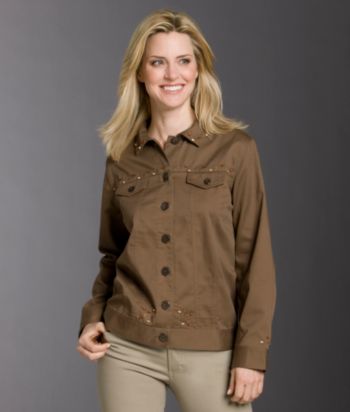 Breckenridge® Petites' Beaded Twill Jacket - New Brown
