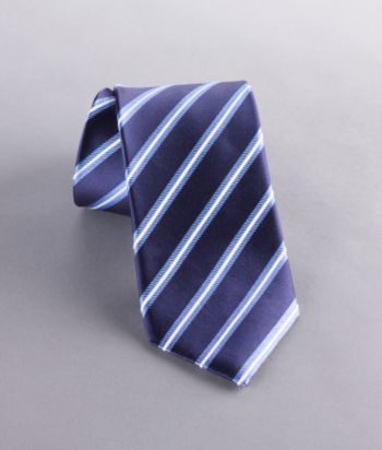 Kenneth Roberts Platinum® Men's Regent Stripe Silk Tie - Navy
