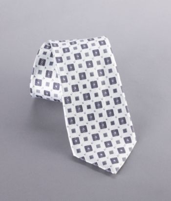 Kenneth Roberts Platinum® Men's Union Squares Silk Tie - White