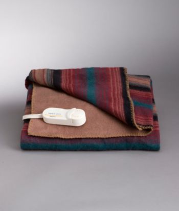 Biddeford® Woven Electric Throw - Black/Camel/Burgundy Random Stripe